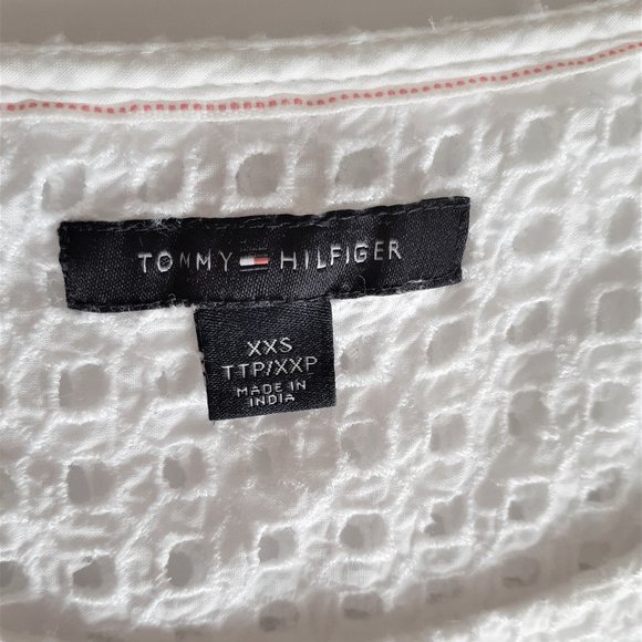 💖Host Pick 💖Tommy Hilfiger Tank Top Sleeveless White  Eyelet Cotton Shirt - Picture 4 of 12